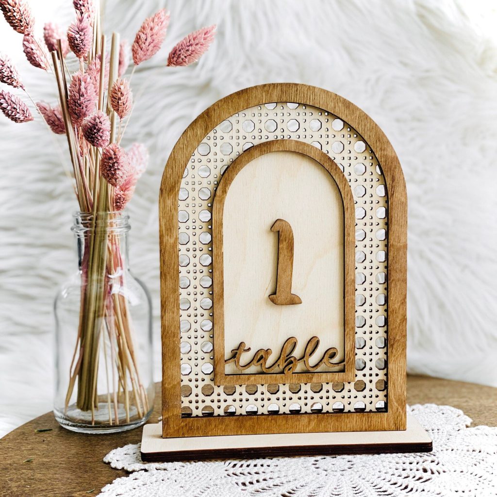 Bohemian Rattan Wedding Table Number