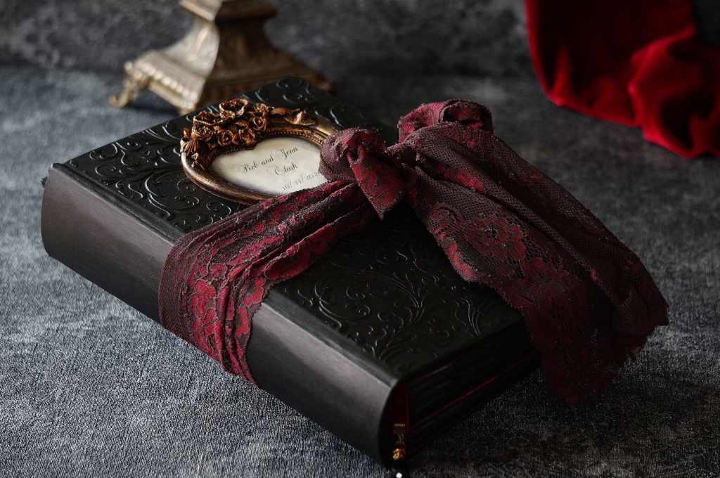 Dark Romantic Wedding Black & Burgundy Wedding Guest Book
