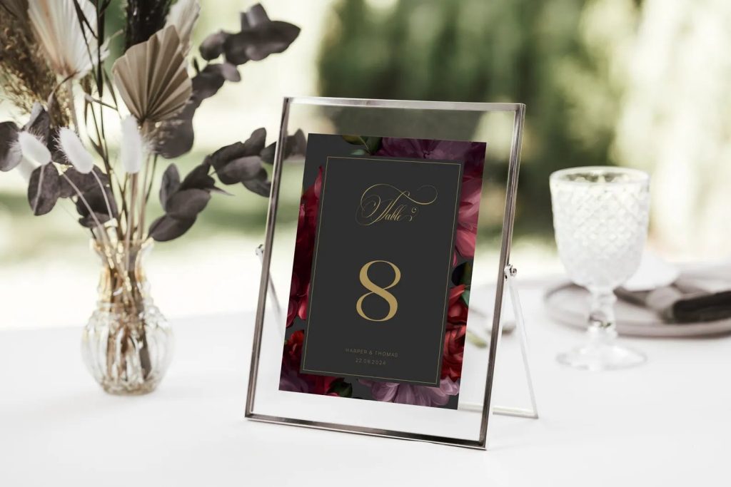 Moody Wedding Table Number Printable