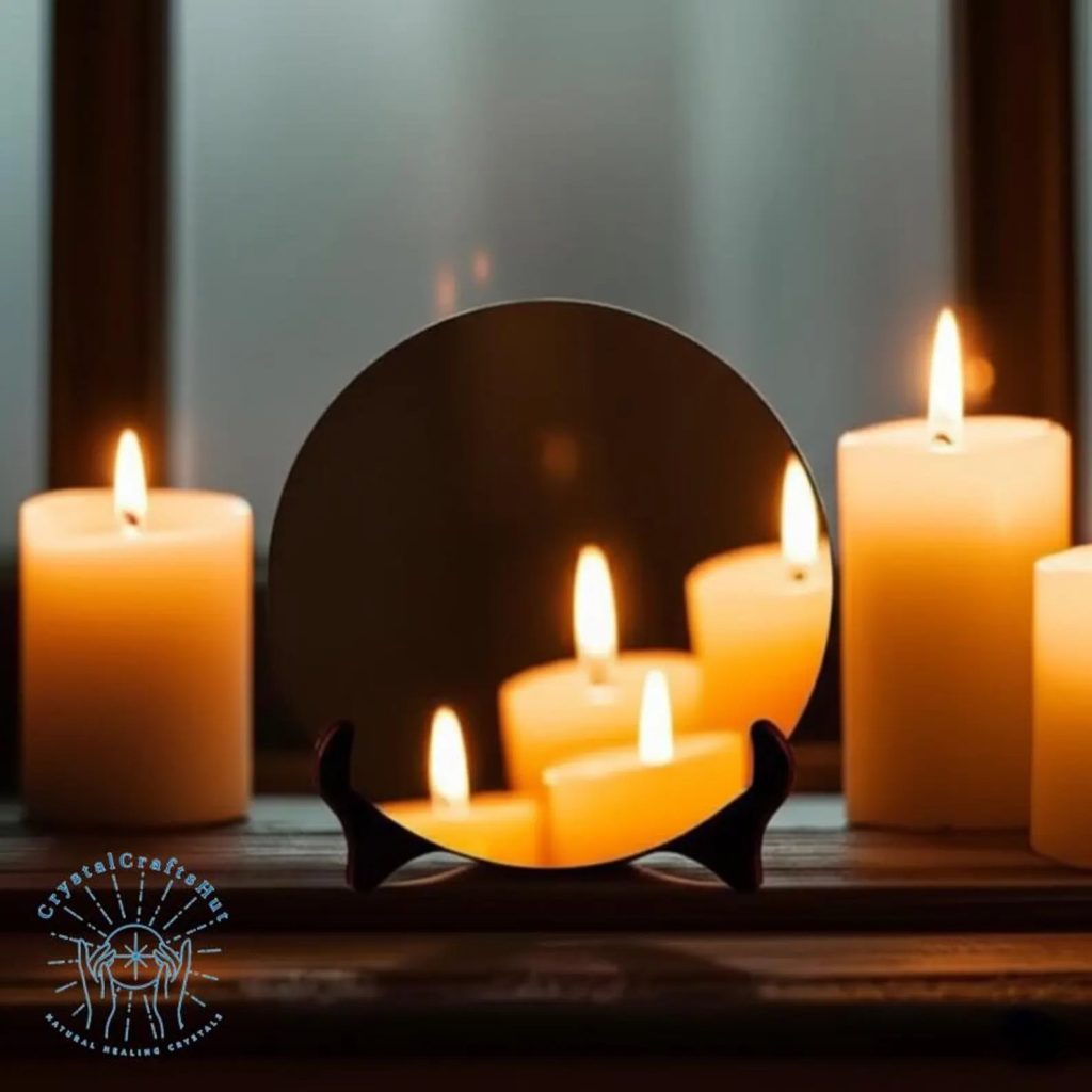 Dark Romantic Wedding  Decor - Obsidian Mirror with Stand