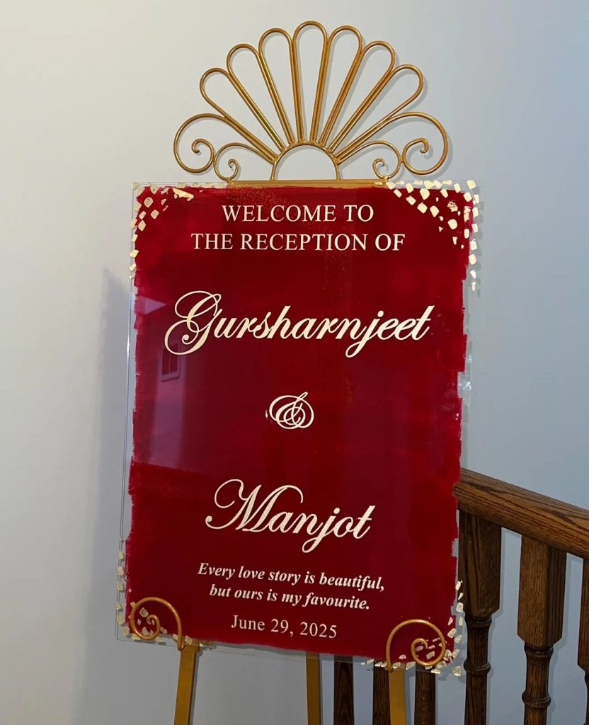 Red & Gold Acrylic Wedding Welcome Sign