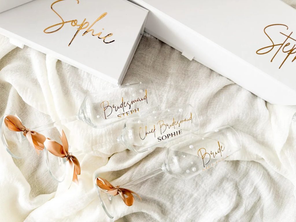 Personalized Pearl Champagne Flutes