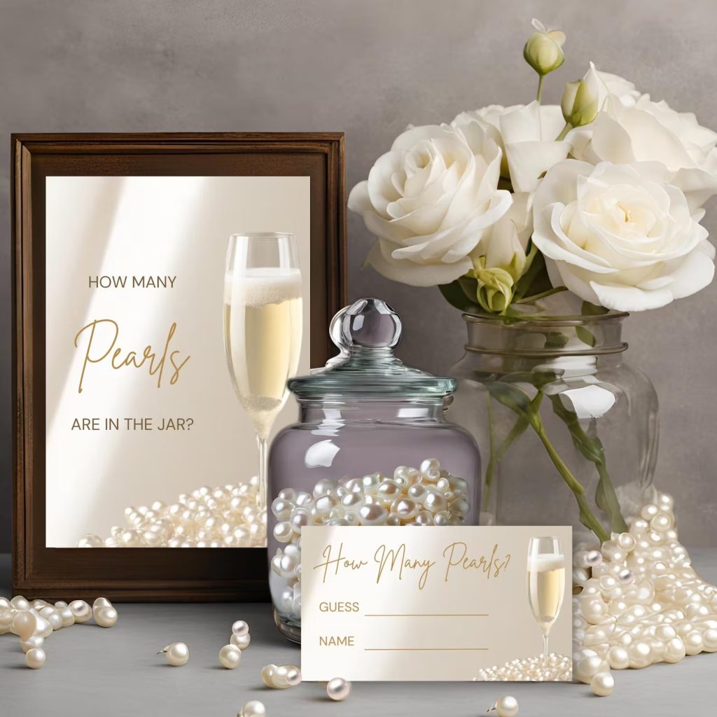 Pearls & Prosecco Bridal Shower Guessing Game Printable