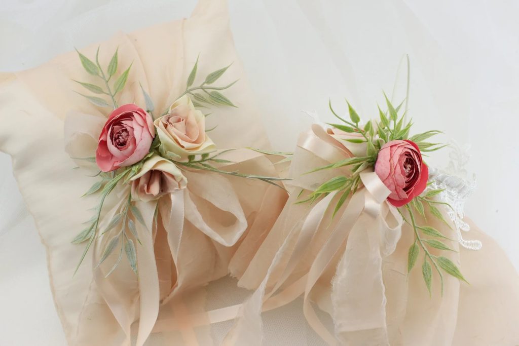 Pink Floral Hues and Greenery Flower Girl Basket & Ring Bearer Pillow