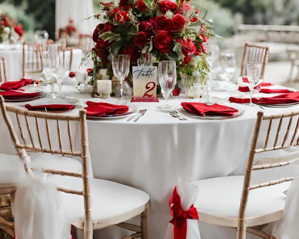 Red Wedding Table Number