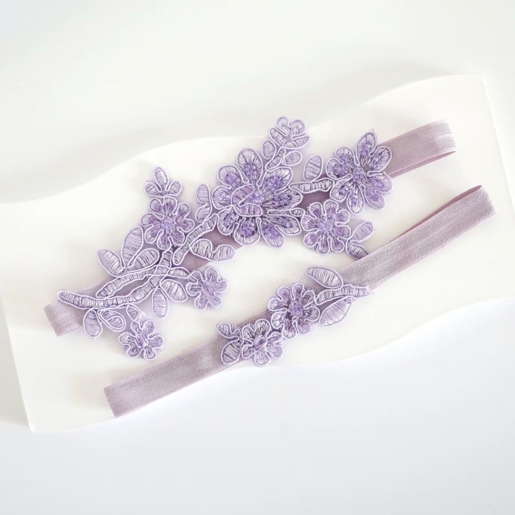 Lavender Lace Bridal Garter Set