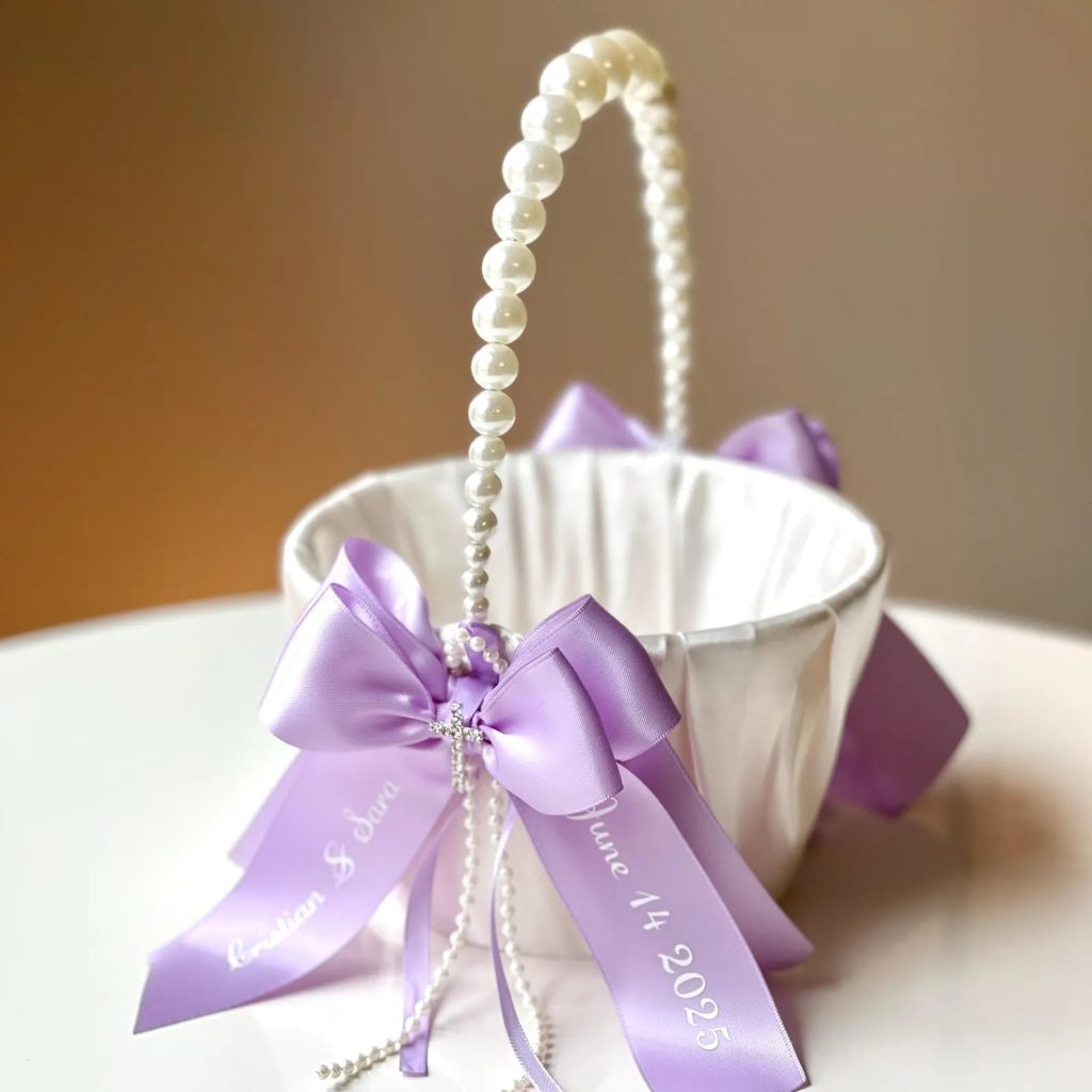 Lavender Flower Girl Basket