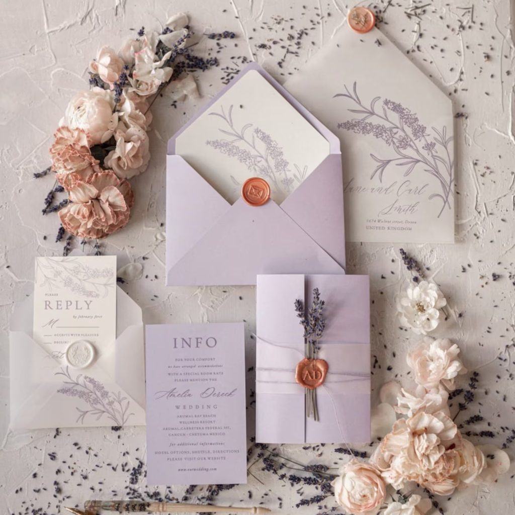 Real Lavender Wedding Invitation