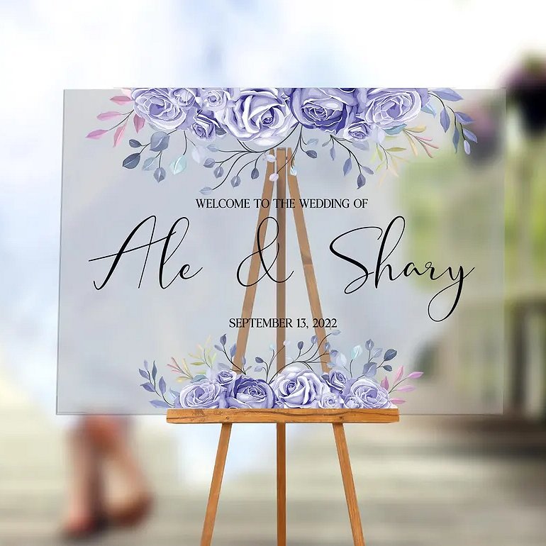 Lilac Acrylic Wedding Welcome Sign