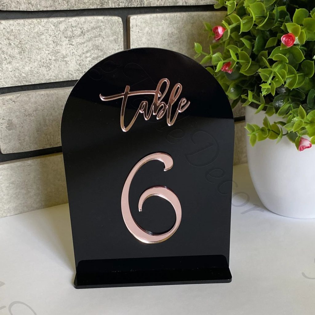 Black Acrylic Table Number