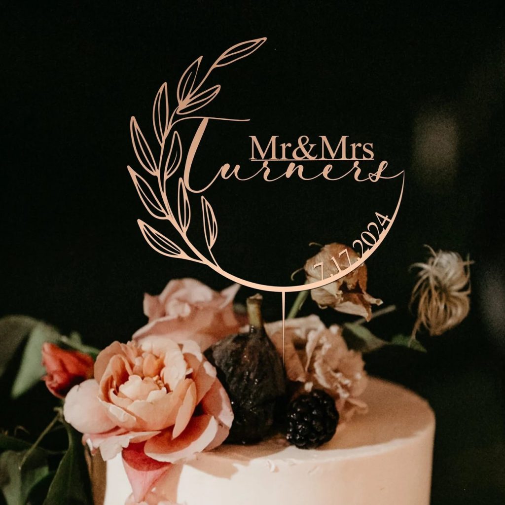 Rose Gold Wedding Cake Topper