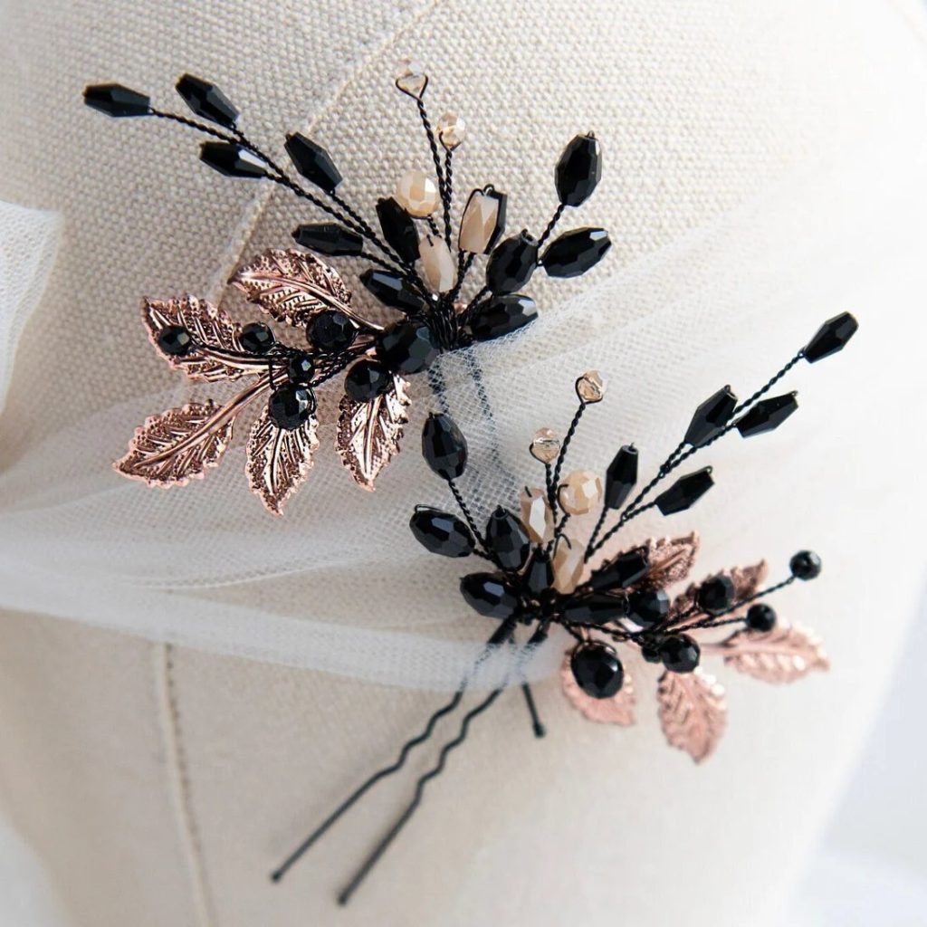 Black & Rose Gold Hairpins