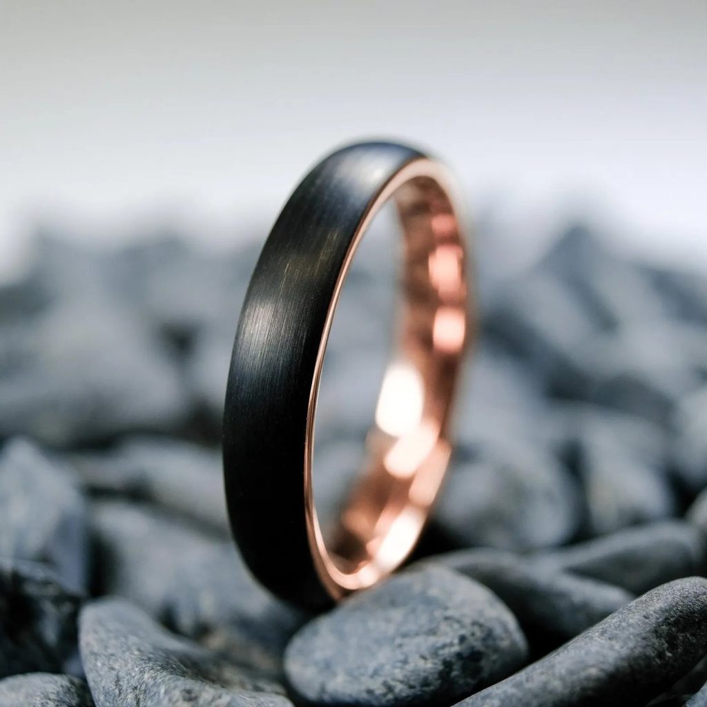 Black & Rose Gold Wedding Band