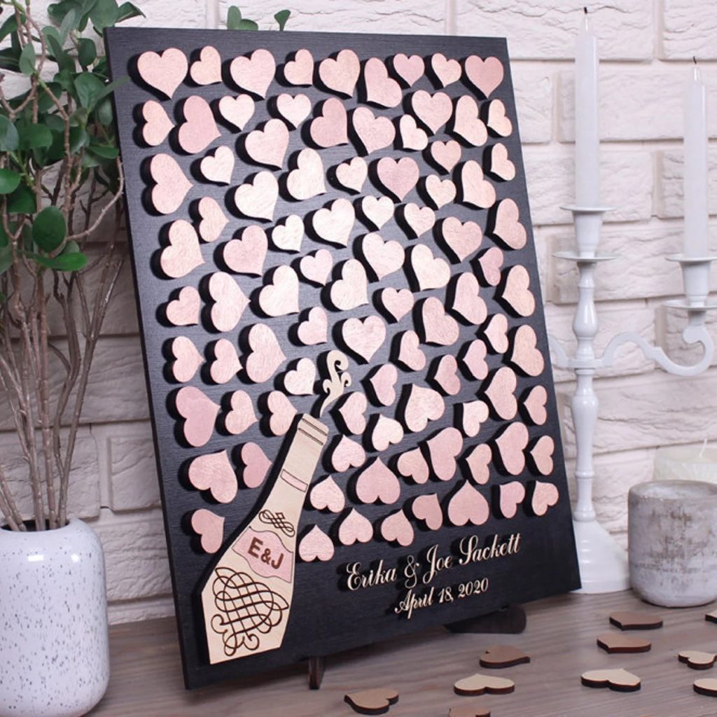 Black & Rose Gold Wedding Guest Book Alternative