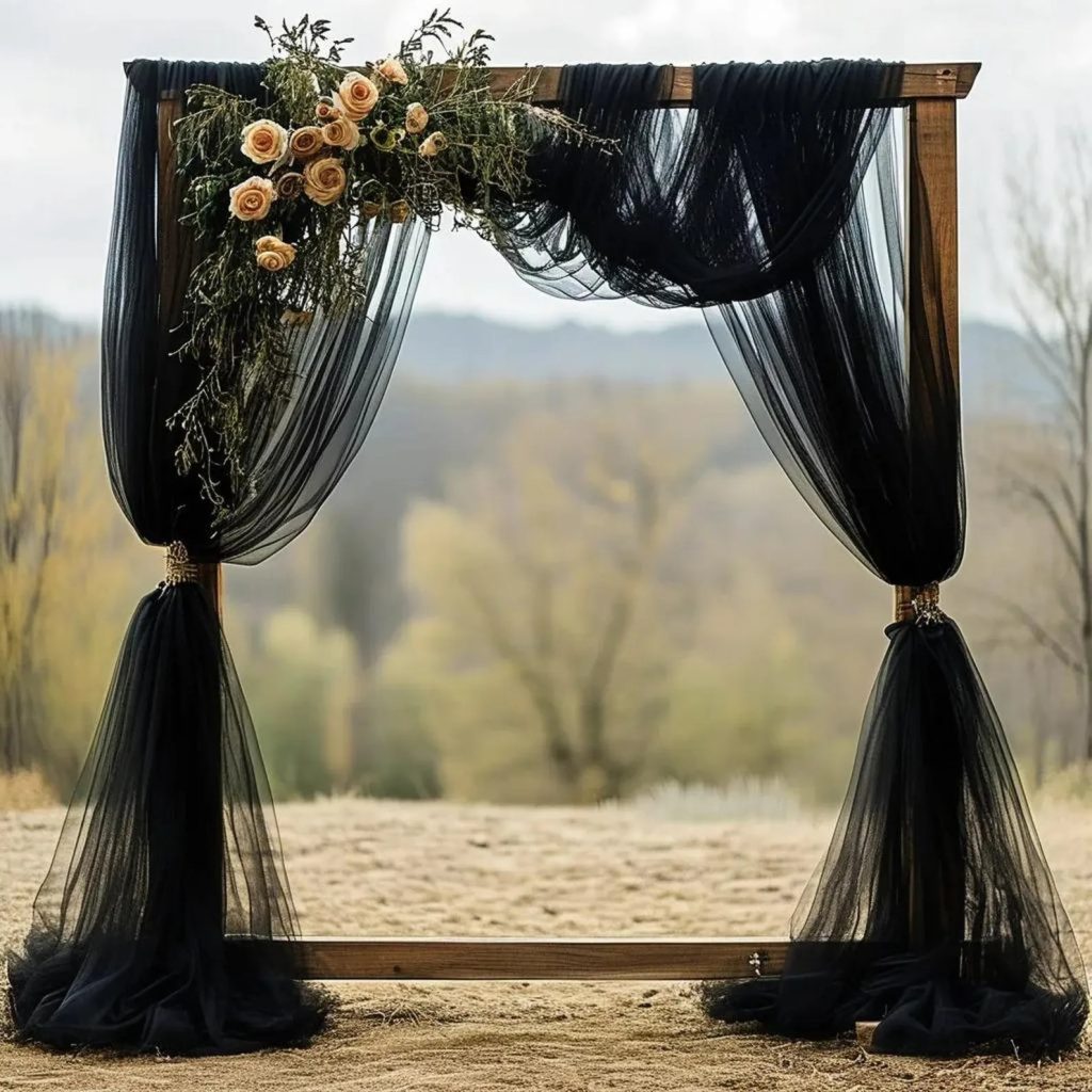 Black Tulle Wedding Arch Fabric