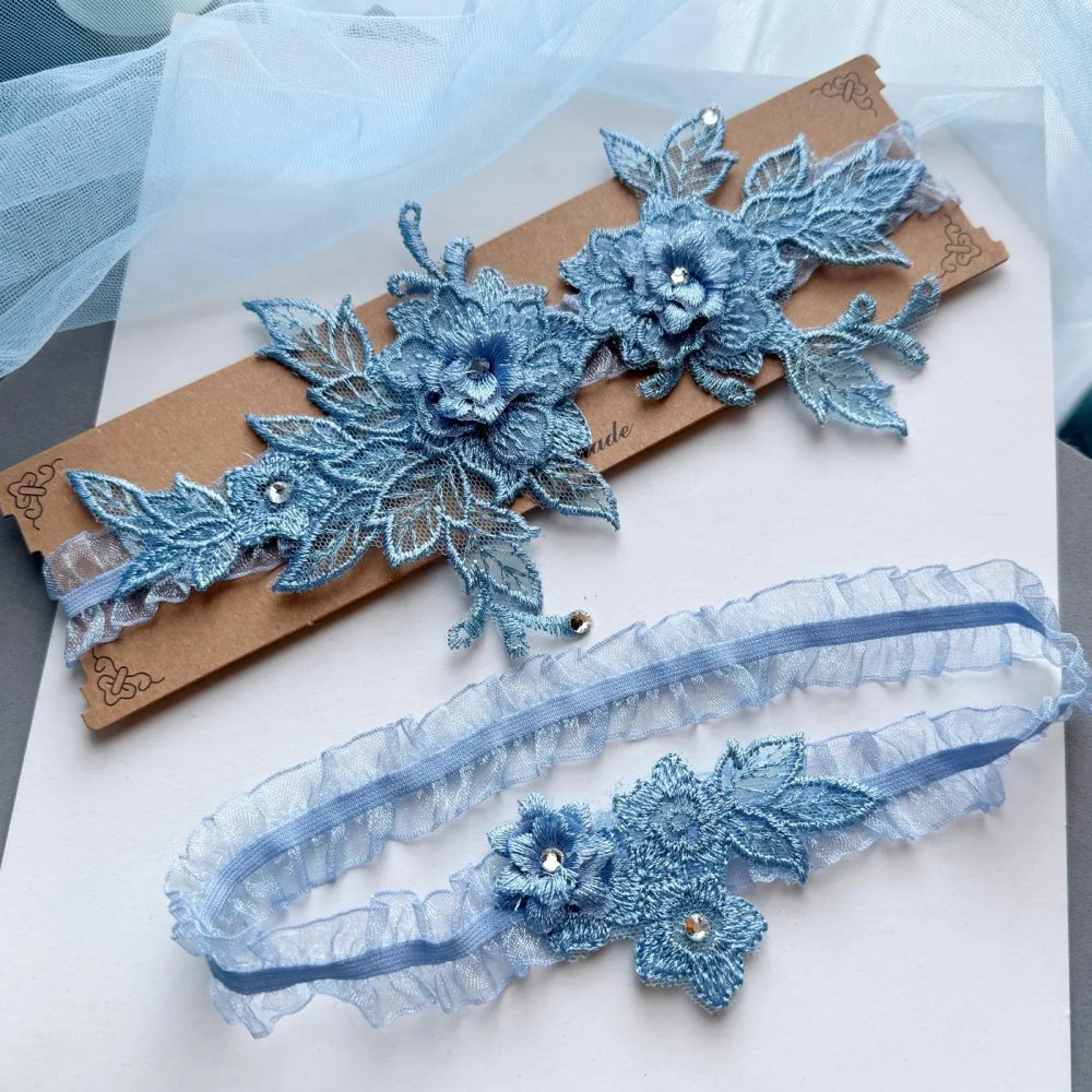 Dusty Blue Bridal Garter Set