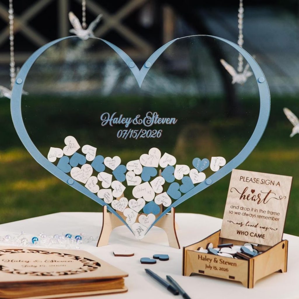 Blue Heart Wedding Guest Book