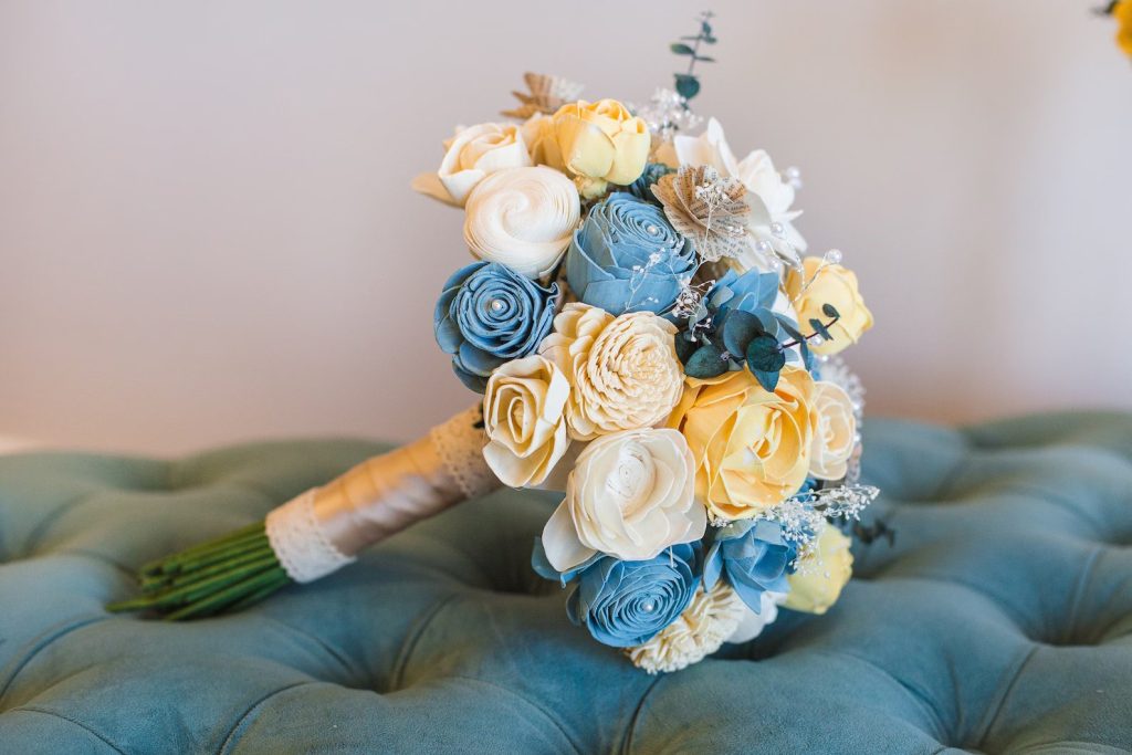 Dusty Blue & Yellow Bridal Flower Bouquet