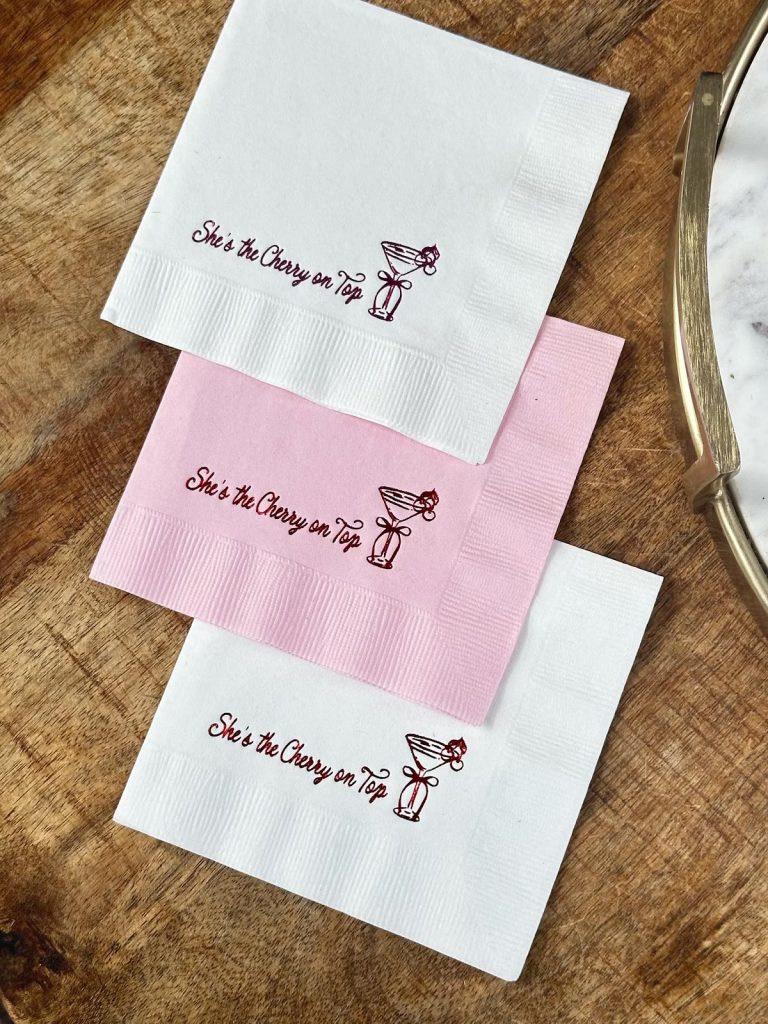She's the Cherry on Top Foil Stamp Cocktail Paper Napkins