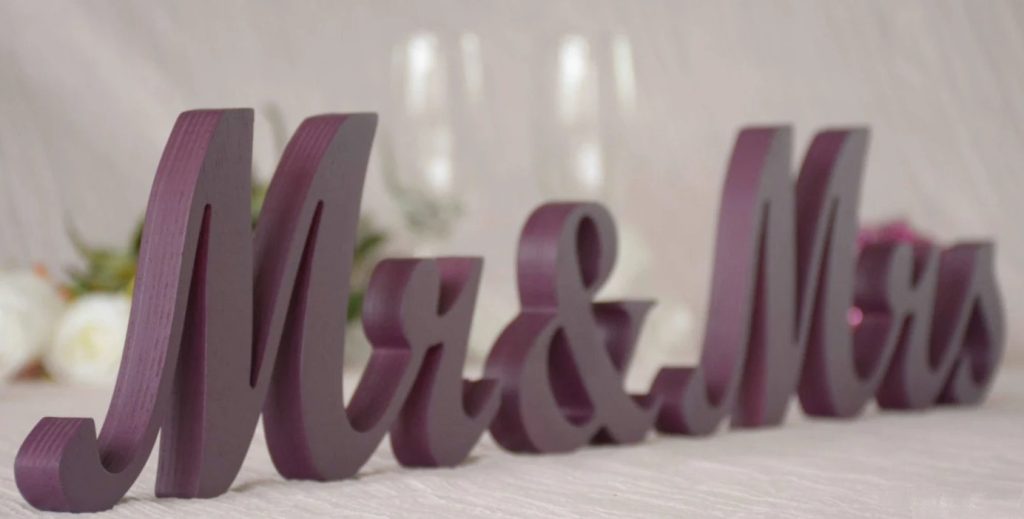 Mr. & Mrs. Plum Wooden Sign
