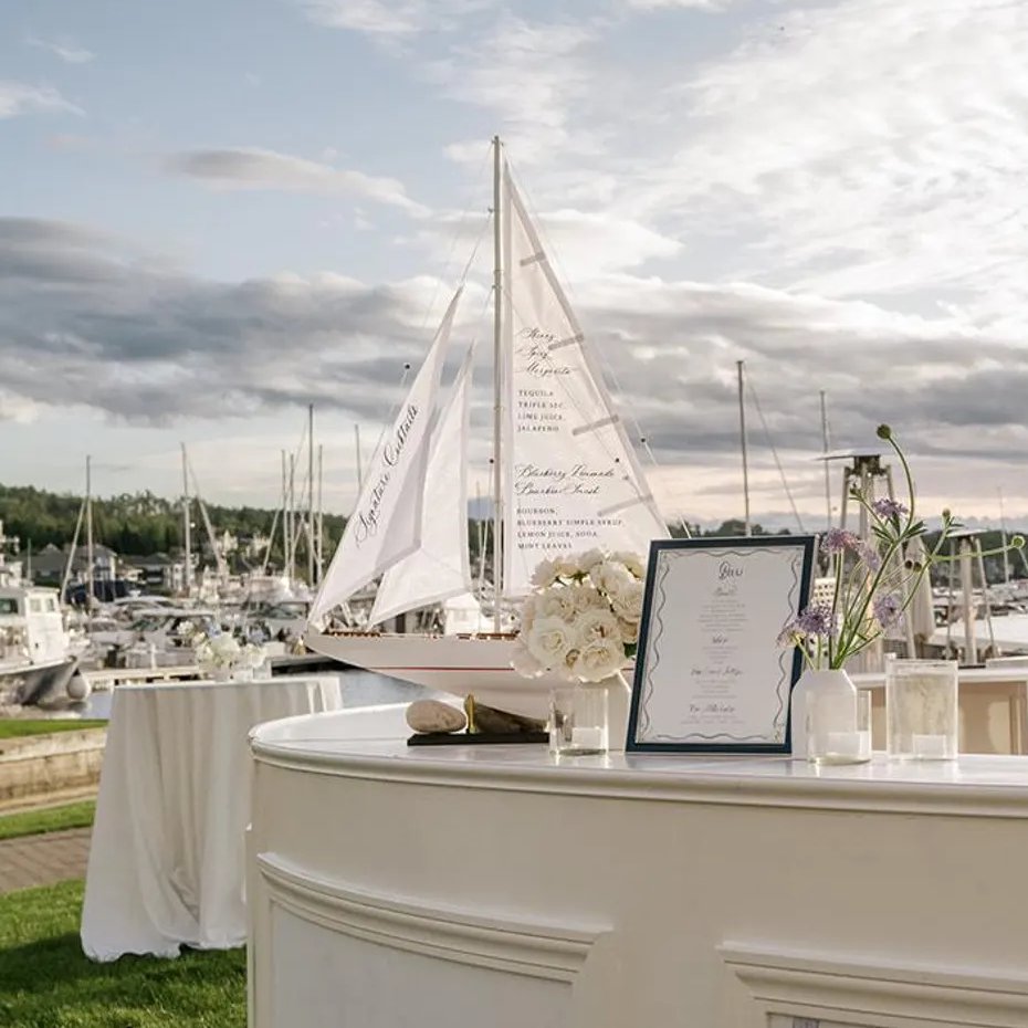 Sailboat Signature Cocktails Bar Menu for Nautical Chic Weddings