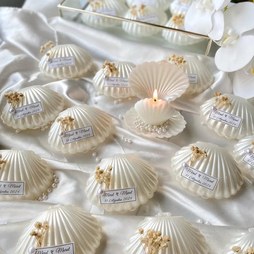 Sea Shell Wedding candle Favours