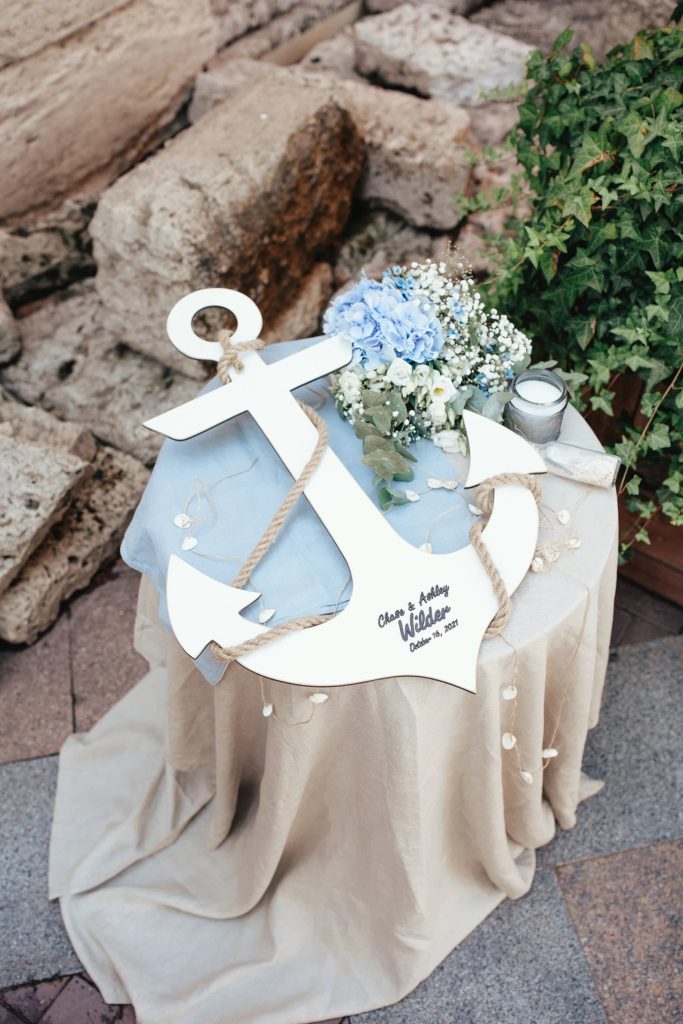 Wooden Anchor Nautical Chic Wedding Guest Book