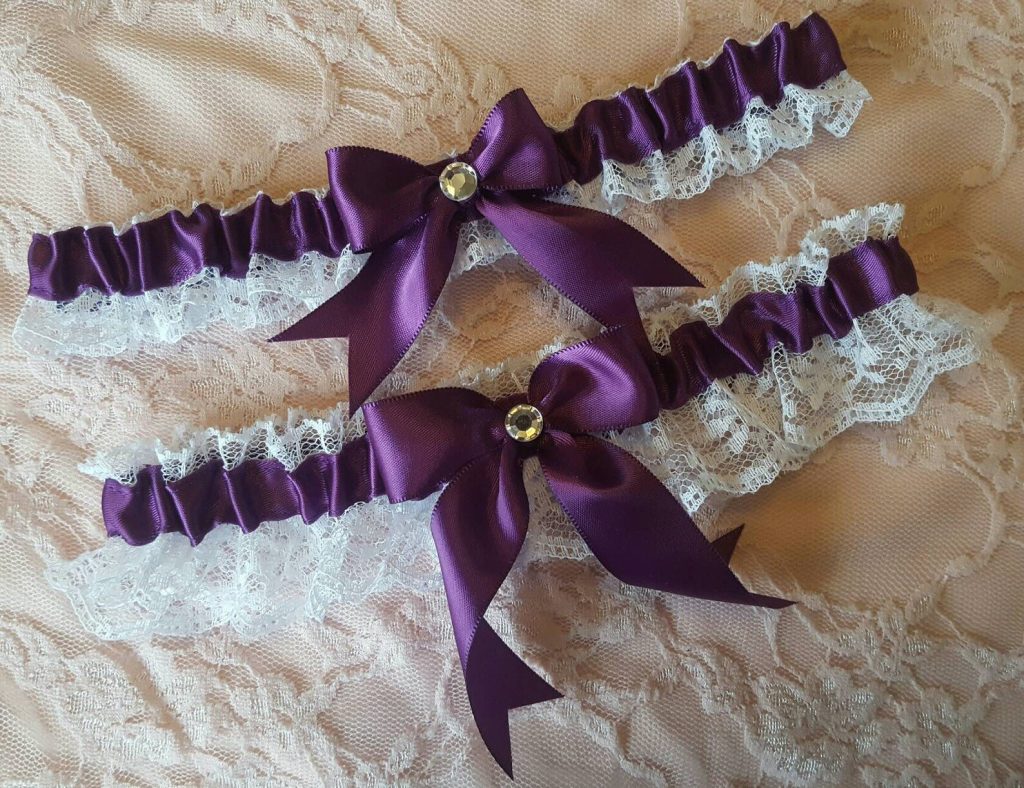 Plum Bridal Garter Set
