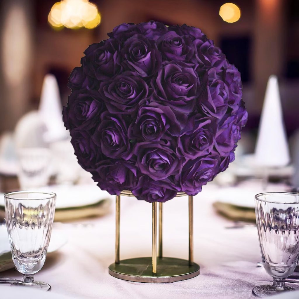 Eggplant Rose Ball Wedding Centerpiece