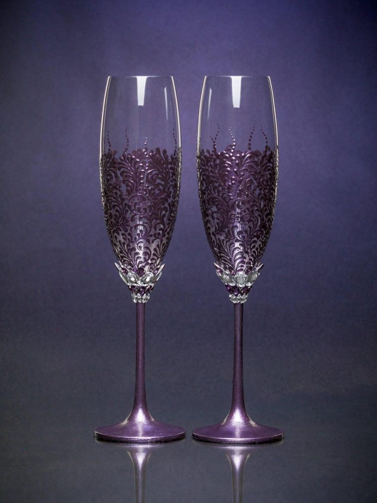 Plum Wedding Toasting Flutes