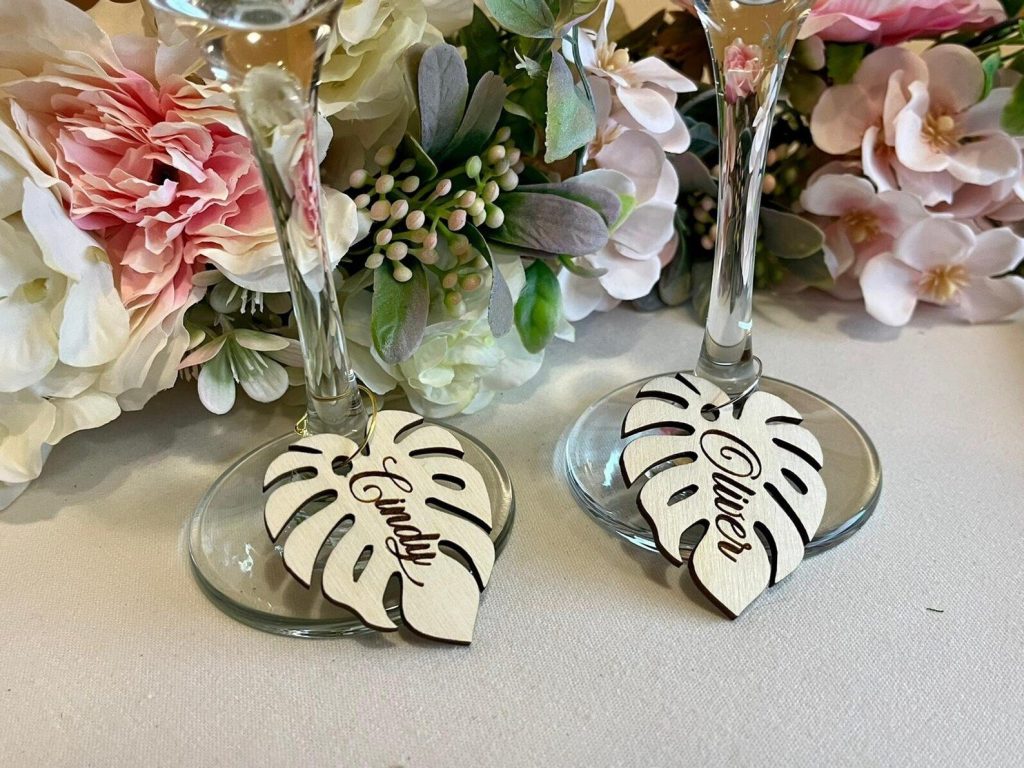 Personalized Monstera Wine Charms