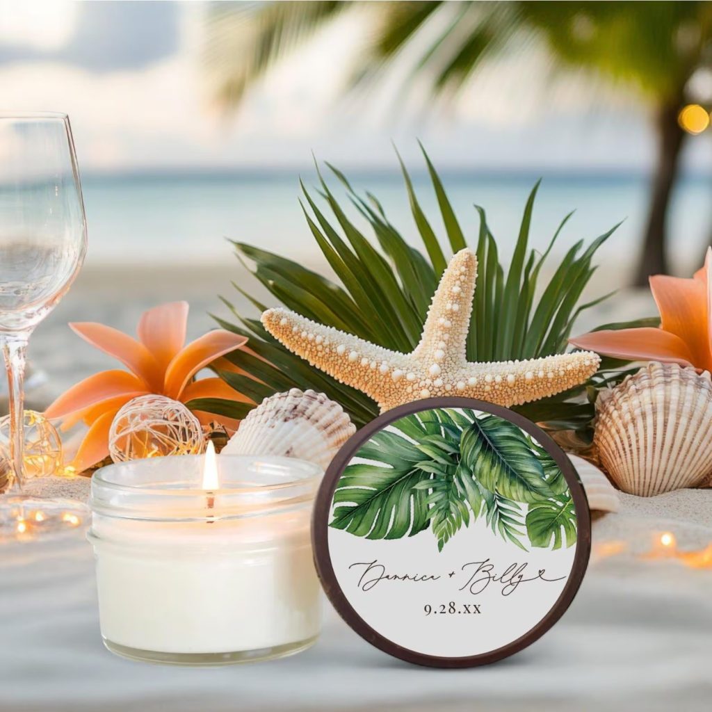 Tropical Wedding Candle Favor