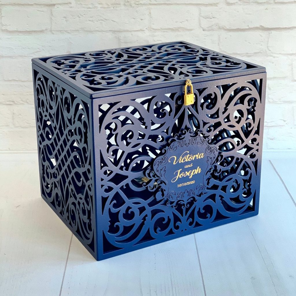 Navy Blue Wedding Card Box
