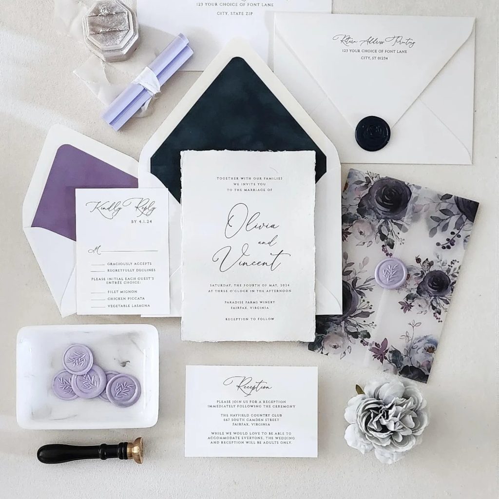 Navy & Lavender Invitation Suite