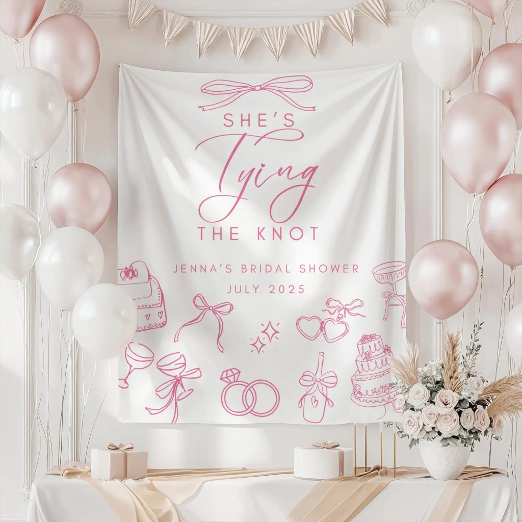 She's Tying The Knot Bridal Shower Fabric Banner