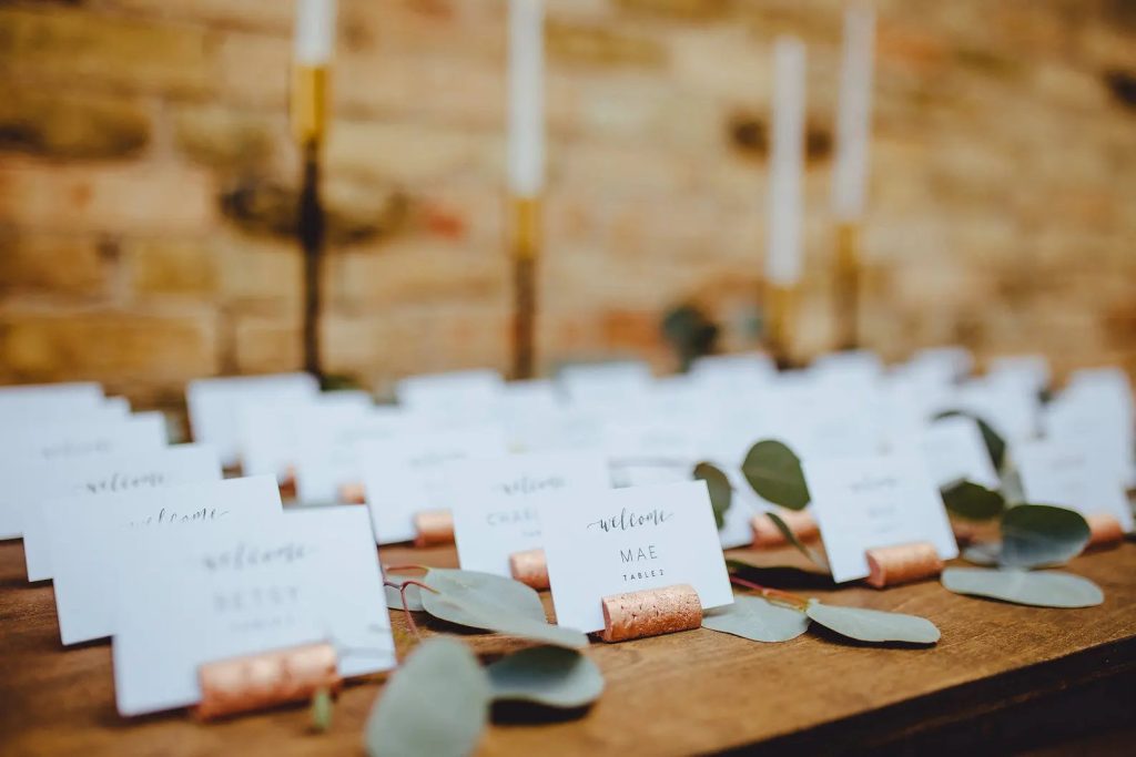 Copper Wine Cork Wedding Place Card Holders