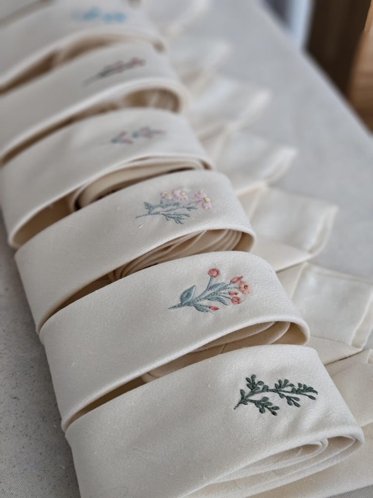 Champagne Floral Embroidered Necktie