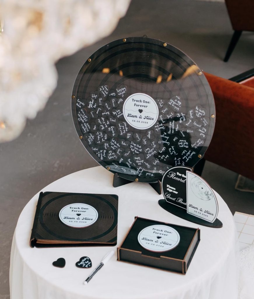 Personalized Record Wedding Guest Book