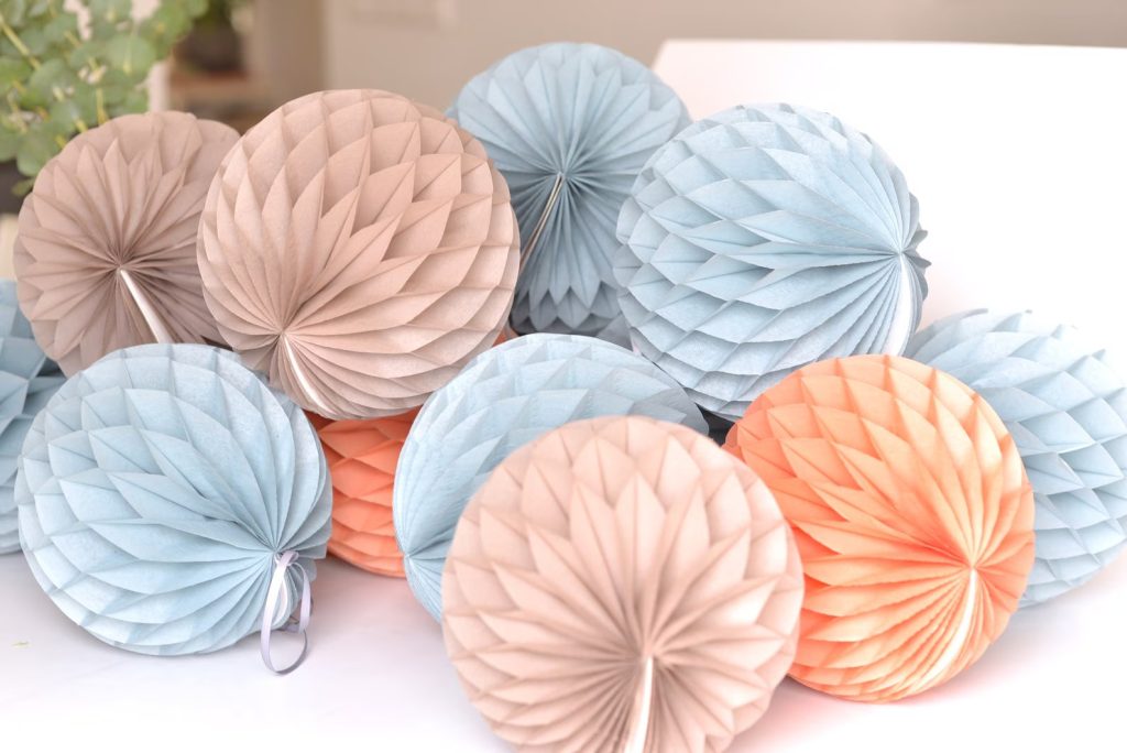 Terracotta, Dusty Blue & Taupe Honeycomb balls