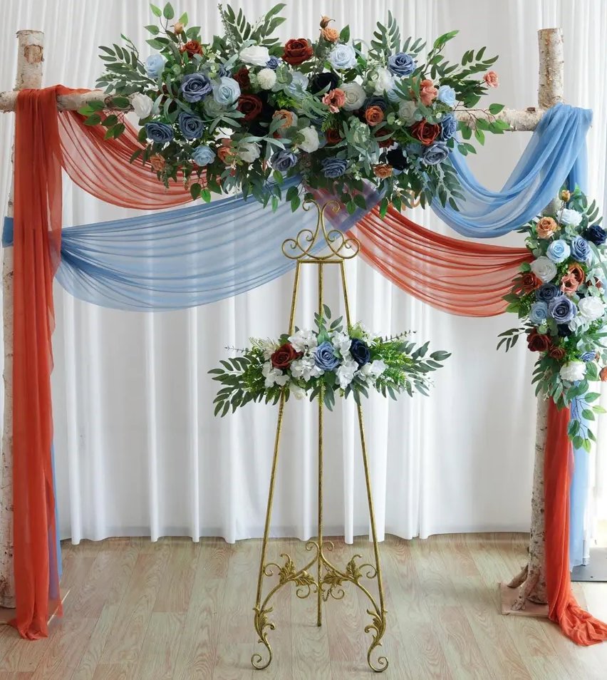Dusty Blue & Terracotta Wedding Flower Arch