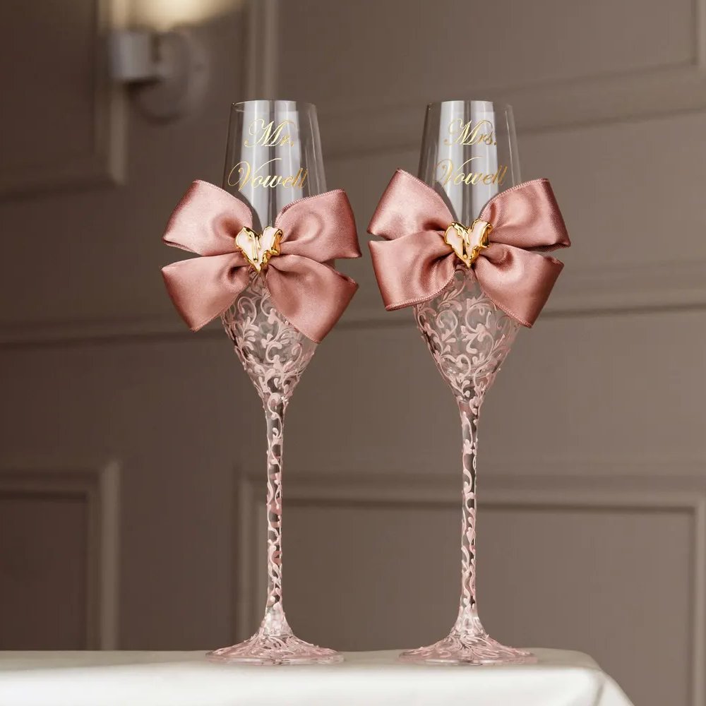 Blush Wedding Toasting Flutes