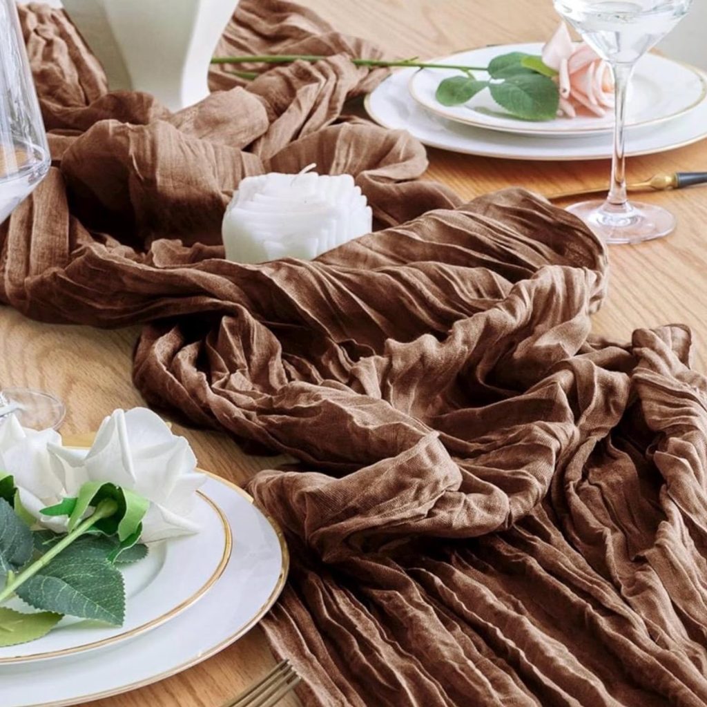 Brown Cheesecloth Table Runner