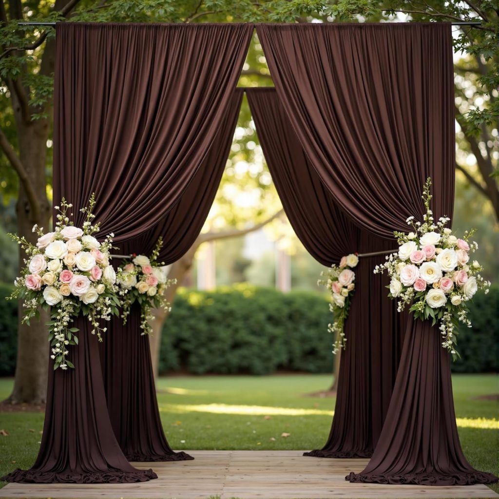 Brown Wedding Arch Fabric Panel
