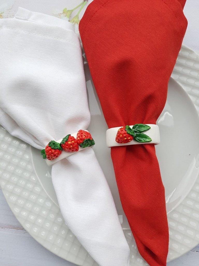 Handmade Ceramic Strawberry Napkin Rings