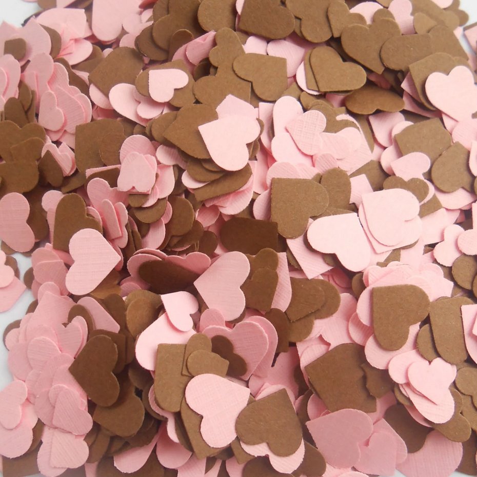 Pink & Brown Heart Confetti