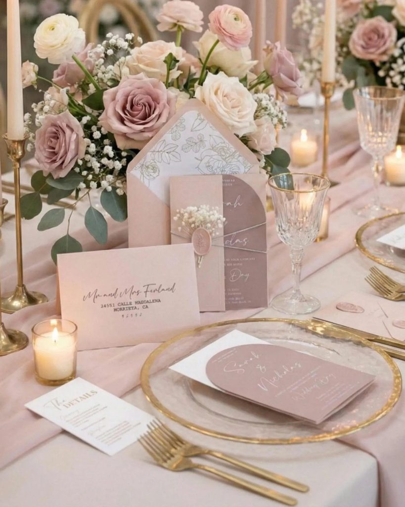 Luxury Blush Floral Wedding Invitation