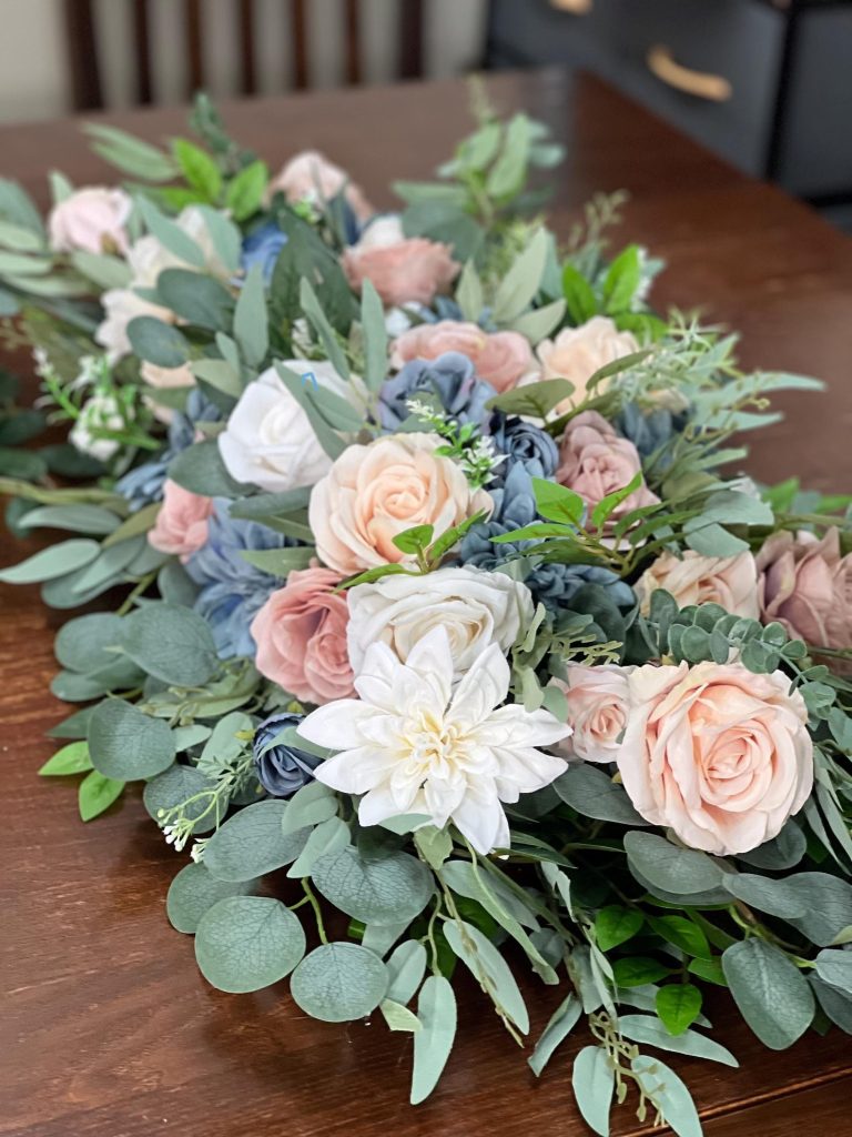 Blue & Rose Flower Sweetheart Centerpiece