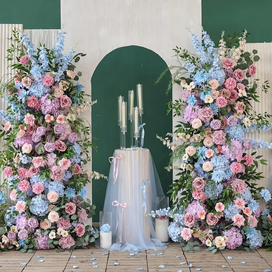 Blue & Pink Rose Wedding Archway Flowers