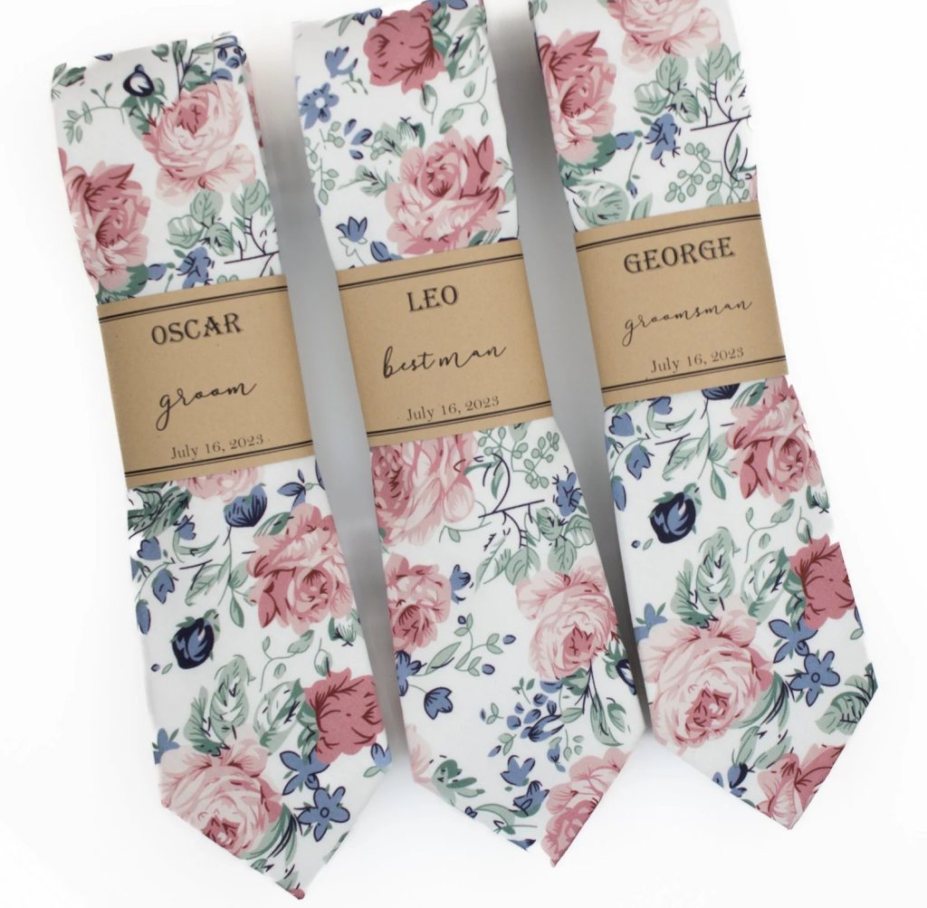 Dusty Blue & Rose Floral Neckties