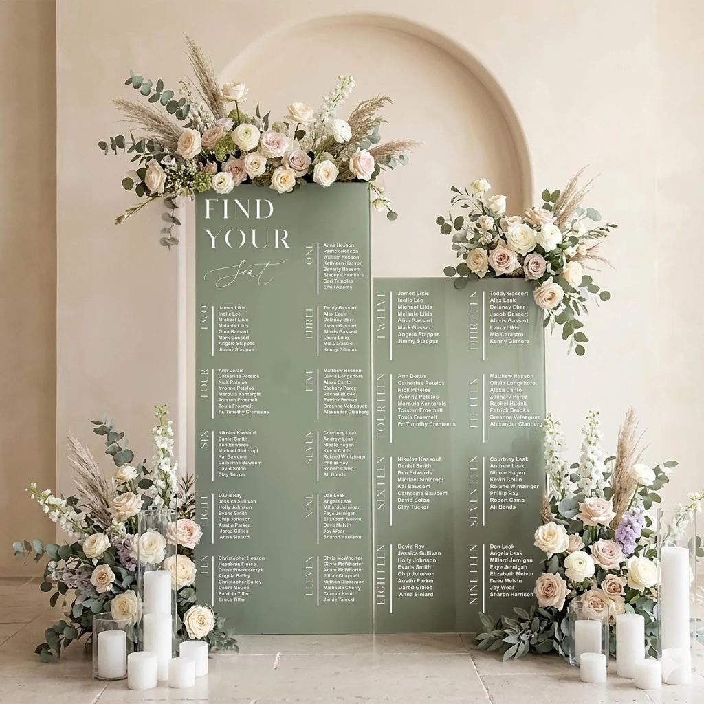 Sage Green Acrylic Seating Chart